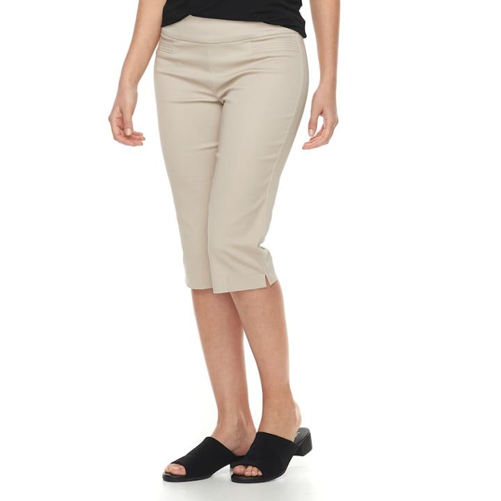 Women's Croft & Barrow&reg; Polished Pull-on Skimmer Capris, Size: 18, Lt Brown