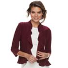 Women's Nina Leonard Lace-back Ruffle Cardigan, Size: Small, Light Pink