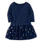 Girls 4-8 Carter's Star & Tulle Sweater Dress, Size: 5, Blue
