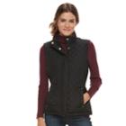 Women's Weathercast Faux-fur Lined Quilted Vest, Size: Small, Black
