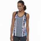 Women's Fila Sport&reg; Printed Core Mesh Inset Workout Tank Top, Size: Xs, Blue (navy)