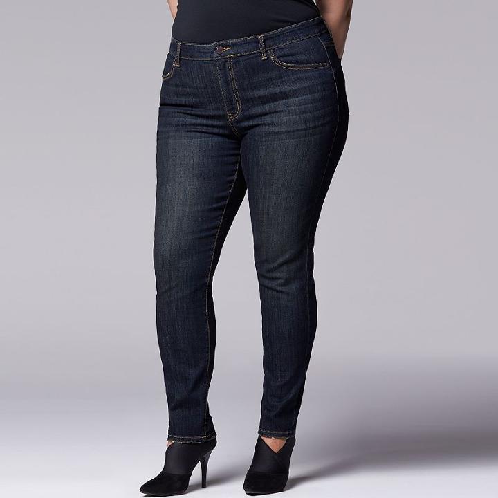 Plus Size Simply Vera Vera Wang Skinny Jeans, Women's, Size: 22w T/l, Dark Blue