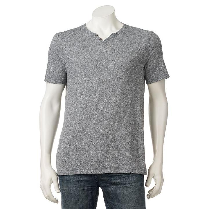 Men's Rock & Republic Textured Notchneck Tee, Size: Small, Black