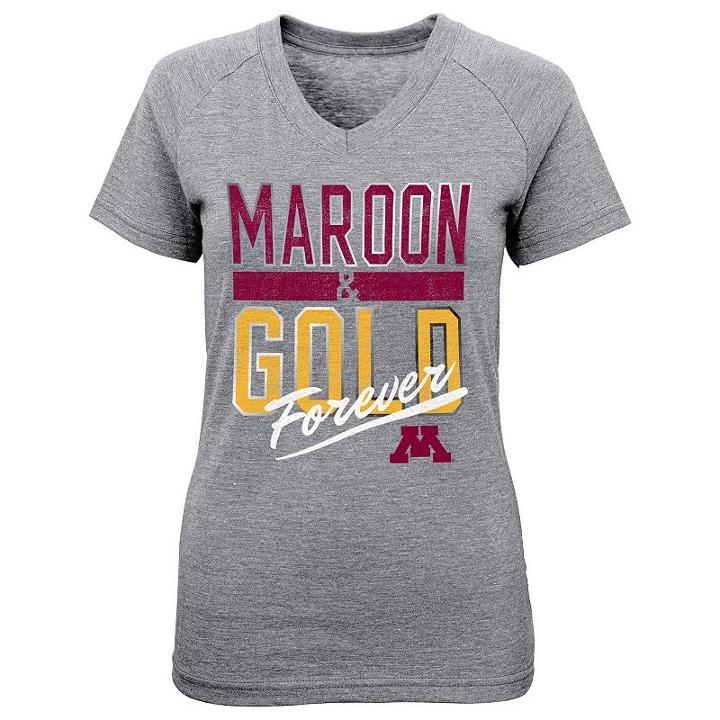 Girls 4-6x Minnesota Golden Gophers Palladium Tee, Girl's, Size: L (6x), Med Grey
