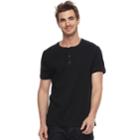 Men's Apt. 9&reg; Modern-fit Slubbed Henley, Size: Xxl, Black