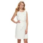 Women's Nina Leonard Ruffle Chiffon Shift Dress, Size: Small, Natural