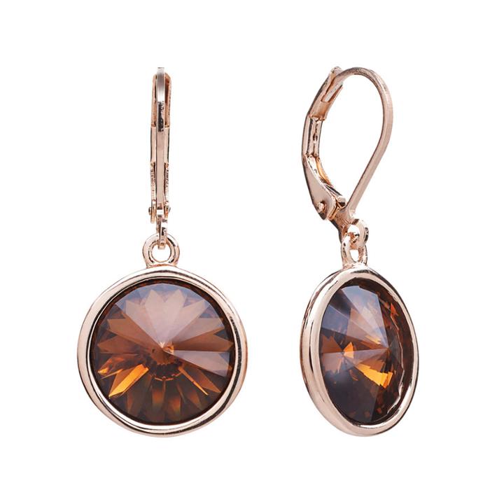 Illuminaire 14k Rose Gold Over Silver-plated Crystal Drop Earrings - Made With Swarovski Crystals, Women's, Brown