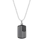 1913 Men's Two Tone Stainless Steel American Flag Dog Tag Necklace, Size: 24, Silver