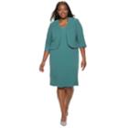 Plus Size Maya Brooke Embellished Dress & Jacket Set, Women's, Size: 14 W, Dark Green