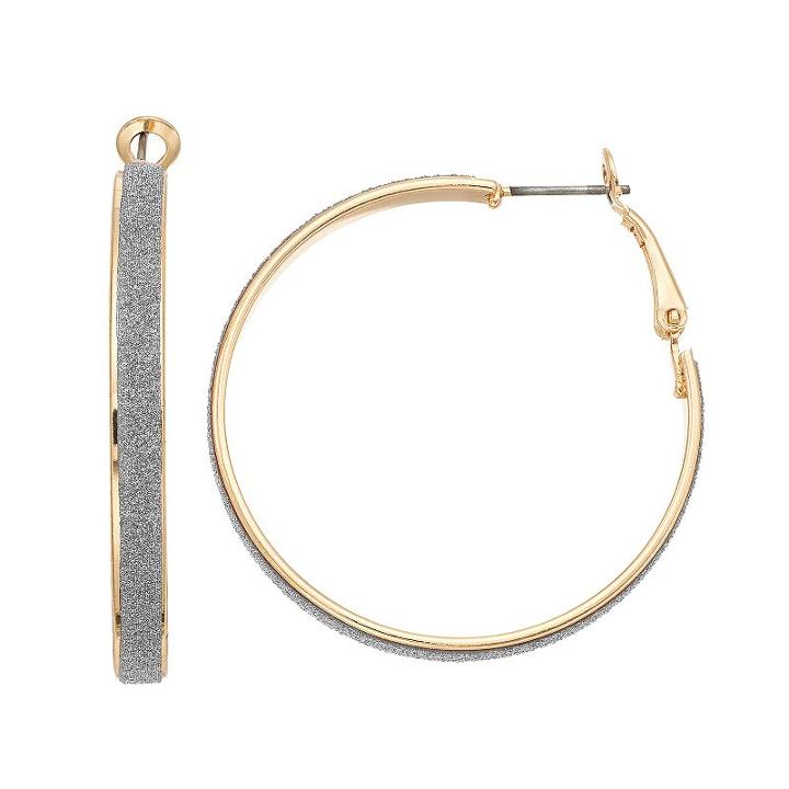 Glitter Hoop Earrings, Women's, Ovrfl Oth