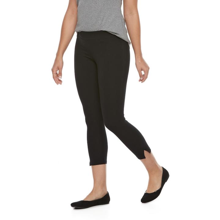 Women's Utopia By Hue Ankle Slit Capri Leggings, Size: Small, Black