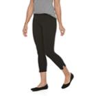 Women's Utopia By Hue Ankle Slit Capri Leggings, Size: Small, Black