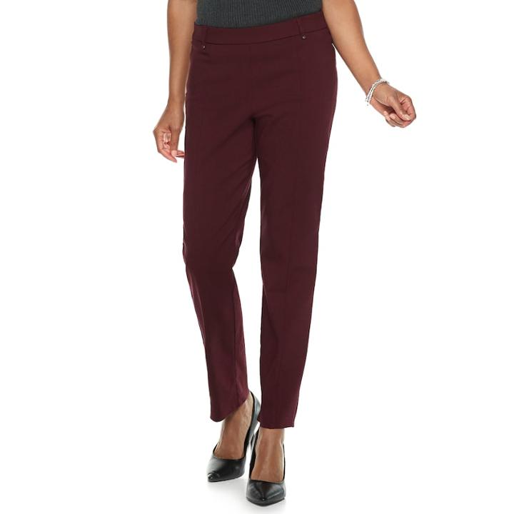Petite Napa Valley Slimming Solution Straight-leg Dress Pants, Women's, Size: 6 Petite, Dark Red