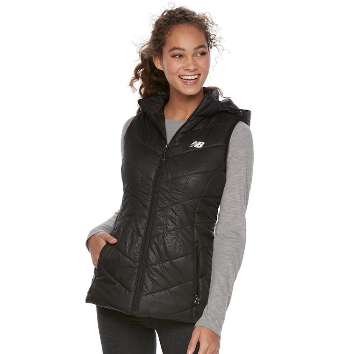 Women's New Balance Puffer Vest, Size: Medium, Grey (charcoal)