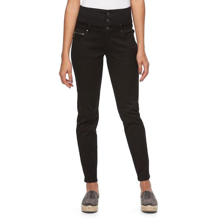 Juniors' Tinseltown High-waisted Zipper Jeggings, Girl's, Size: 5, Black