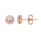 Lc Lauren Conrad 10k Rose Gold Pink Morganite & 1/10 Carat T.w. Diamond Halo Stud Earrings, Women's