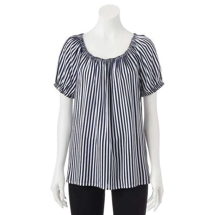 Women's Croft & Barrow&reg; Peasant Top, Size: Medium, Dark Blue