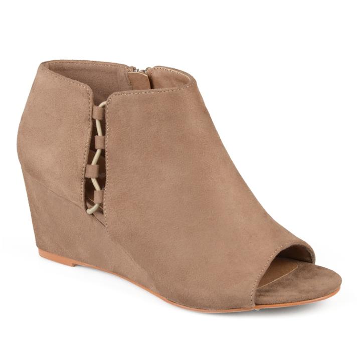 Journee Collection Cut-out Open Toe Women's Wedge Heels, Size: Medium (9), Med Beige