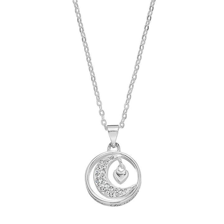 Silver Expressions By Larocks Crystal I Love You To The Moon And Back Pendant, Women's, Grey