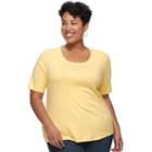 Plus Size Croft & Barrow&reg; Essential Elbow Sleeve Tee, Women's, Size: 2xl, Gold