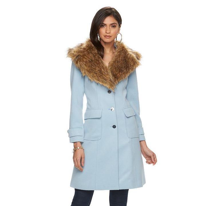 Women's Jennifer Lopez Faux-fur Coat, Size: 14, Med Blue