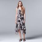Women's Simply Vera Vera Wang Print Shadow-stripe Midi Dress, Size: Xl, Grey (charcoal)