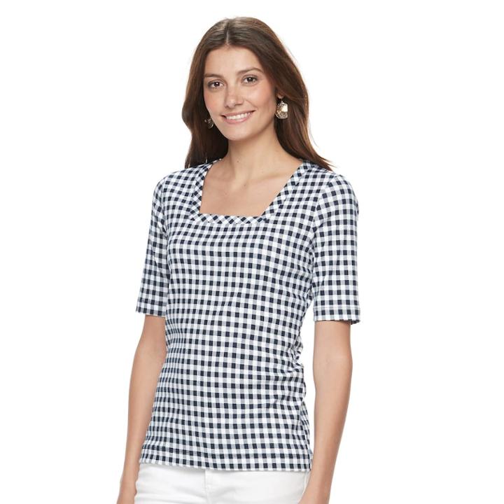 Women's Croft & Barrow&reg; Squareneck Tee, Size: Xxl, Blue