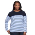 Plus Size Croft & Barrow&reg; Crewneck Long-sleeve Tee, Women's, Size: 1xl, Blue
