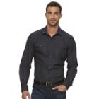 Men's Marc Anthony Slim-fit Military Stretch Button-down Shirt, Size: Xl, Black