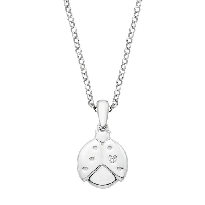 Little Diva Diamonds Kids' Sterling Silver Diamond Accent Ladybug Pendant, Girl's, Size: 16, White