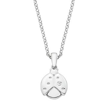 Little Diva Diamonds Kids' Sterling Silver Diamond Accent Ladybug Pendant, Girl's, Size: 16, White