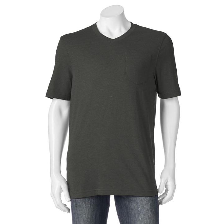 Men's Croft & Barrow® Signature Pocket V-neck Tee, Size: Xxl, Grey