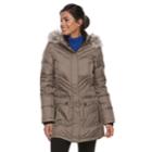 Women's Free Country Hooded Down Jacket, Size: Medium, Beig/green (beig/khaki)