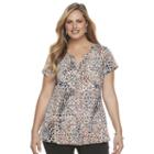 Plus Size Dana Buchman Printed Peplum Shirt, Women's, Size: 1xl, Lt Orange