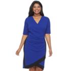 Juniors' Plus Size Almost Famous Colorblock Faux-wrap Dress, Teens, Size: 2xl, Light Blue
