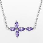 Silver-plated African Amethyst Sideways Cross Necklace, Women's, Size: 18, Purple