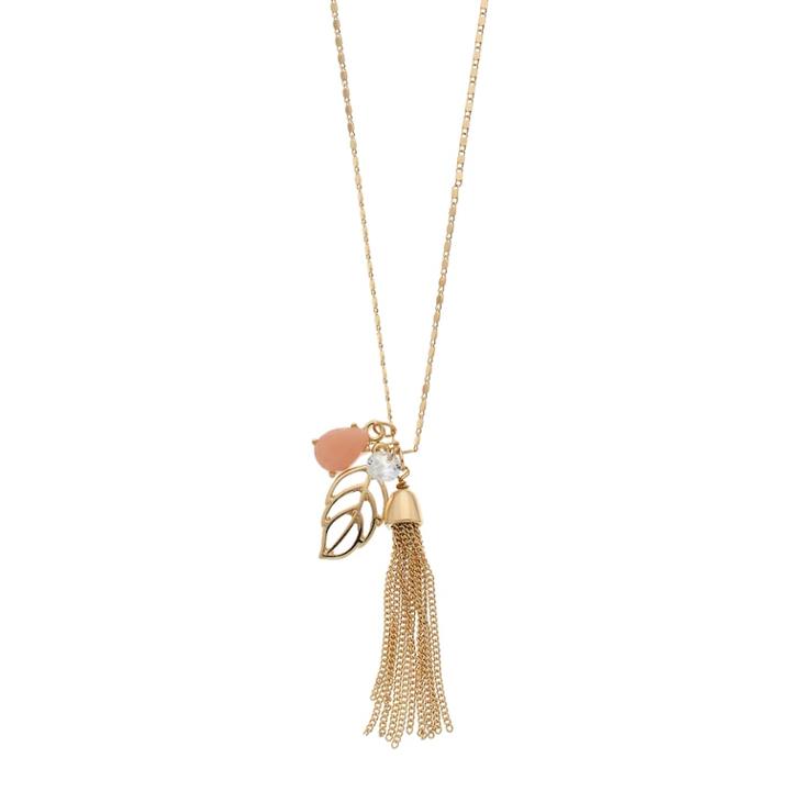 Lc Lauren Conrad Leaf Tassel Cluster Pendant Necklace, Women's, Pink