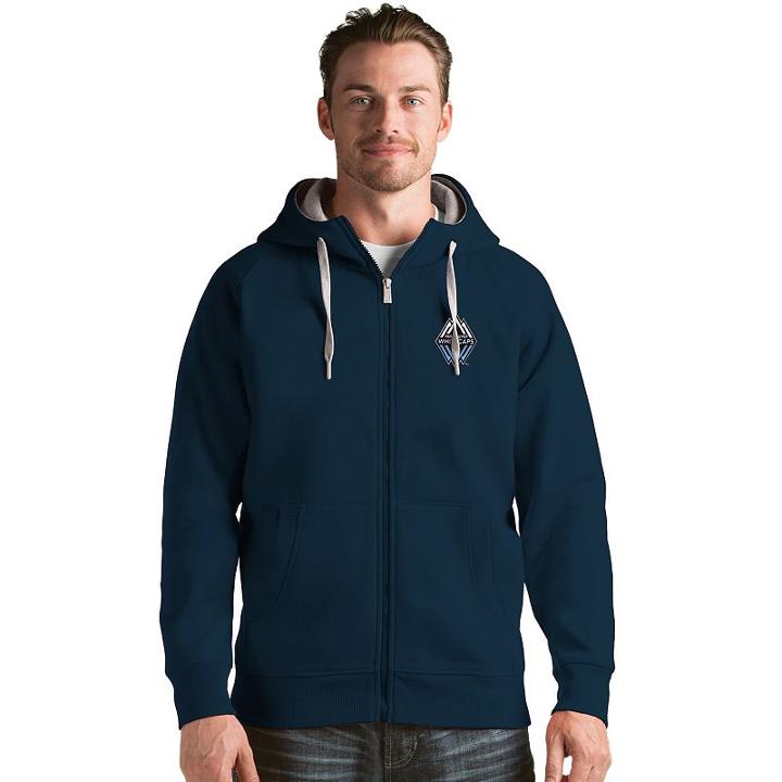 Men's Antigua Vancouver Whitecaps Victory Full-zip Hoodie, Size: Medium, Blue (navy)