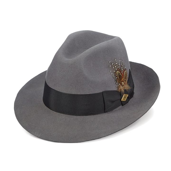 Men's Stetson Cannery Row Wool Felt Fedora, Size: Xl, Grey