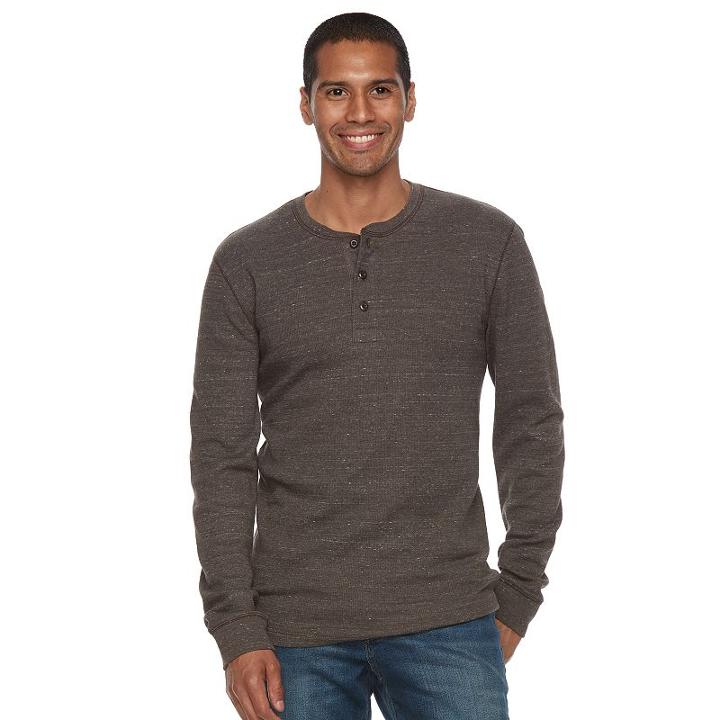 Men's Sonoma Goods For Life™ Slim-fit Soft-touch Stretch Thermal Henley, Size: Small, Dark Brown