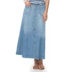 Women's Chaps Button-front Jean Skirt, Size: 6, Blue