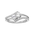Sterling Silver Lab-created White Sapphire 2-stone Ring, Women's, Size: 7