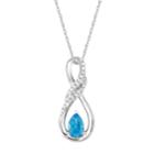 10k White Gold Swiss Blue Topaz & Diamond Accent Infinity Wrap Pendant, Women's, Size: 18