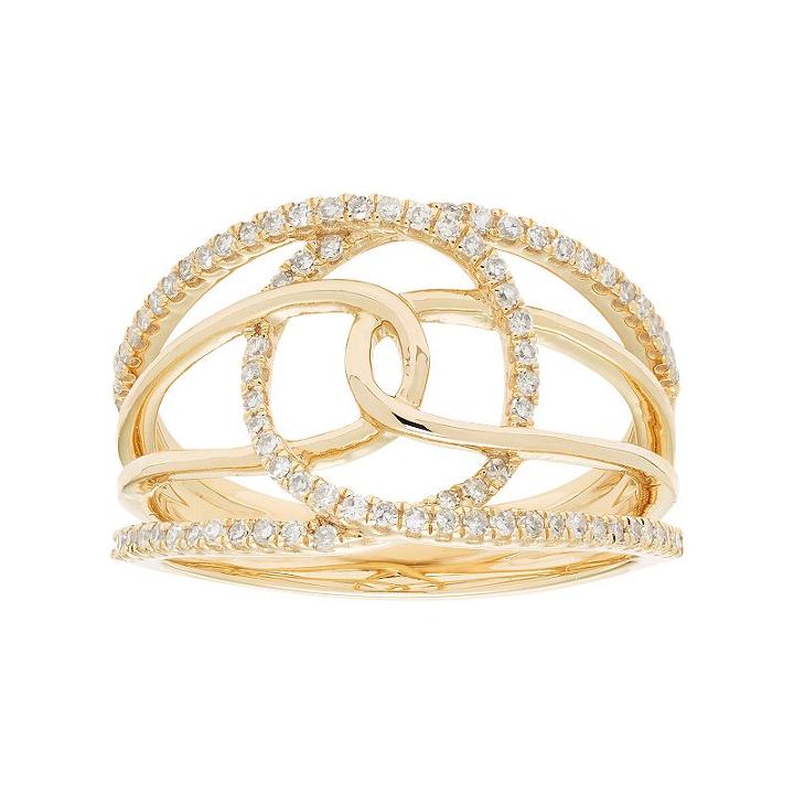10k Gold 1/3 Carat T.w. Diamond Double Loop Ring, Women's, Size: 8.50, White