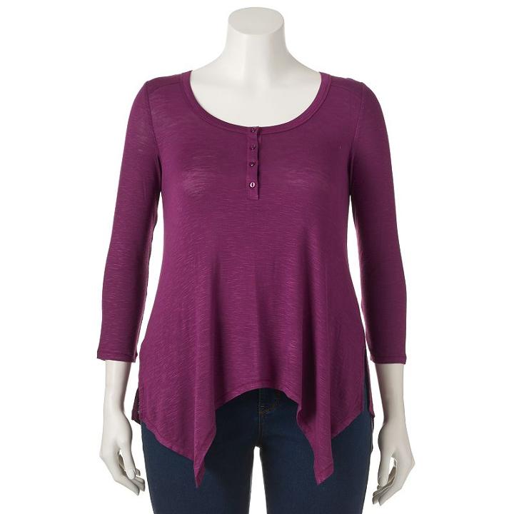 Women's Sonoma Goods For Life&trade; Handkerchief Henley Tee, Size: Xl, Med Purple