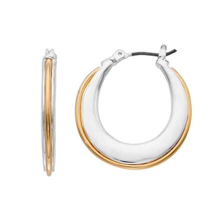 Napier Two Tone Hoop Earrings, Women's, Multicolor