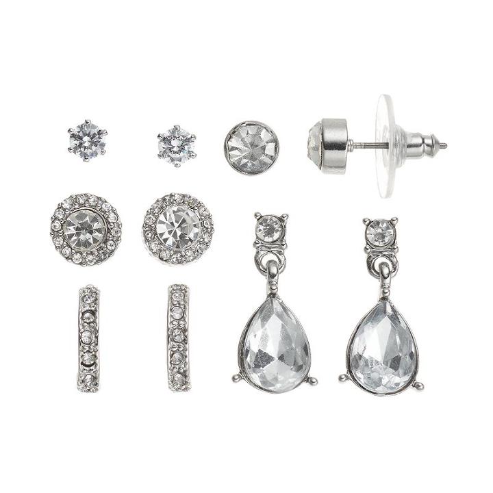 Teardrop, Hoop & Stud Earring Set, Women's, Multicolor