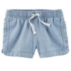 Girls 4-8 Carter's Chambray Side-split Shorts, Size: 4-5, Blue