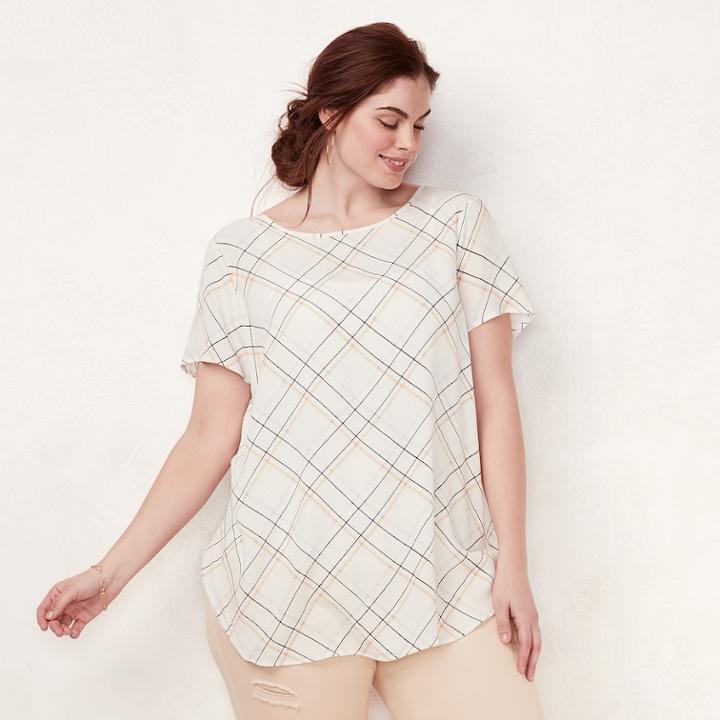 Plus Size Lc Lauren Conrad Graphic Top, Women's, Size: 1xl, White