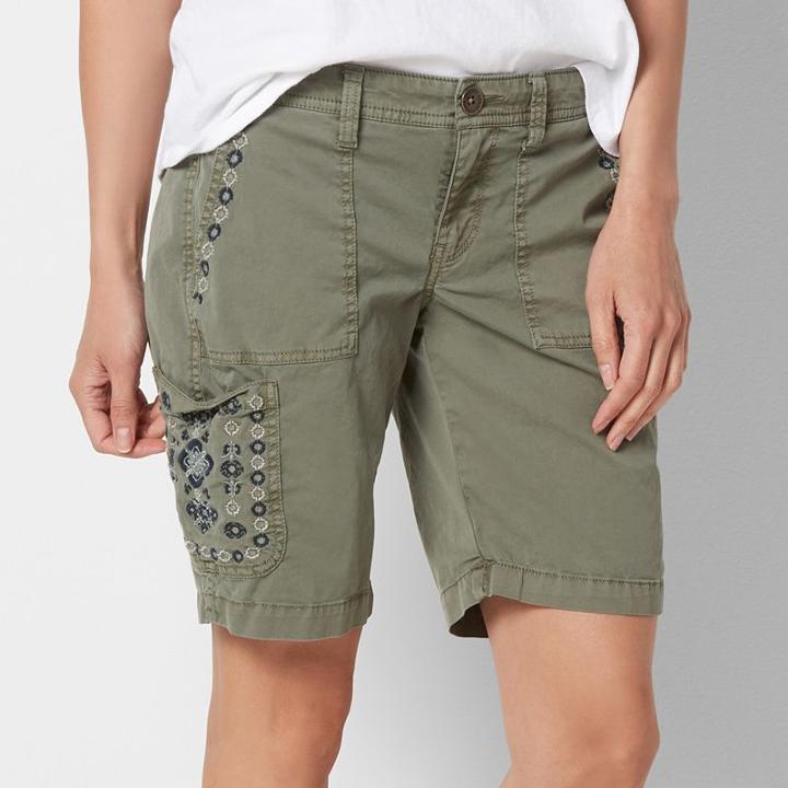 Petite Sonoma Goods For Life&trade; Embroidered Bermuda Shorts, Women's, Size: 8 Petite, Med Green